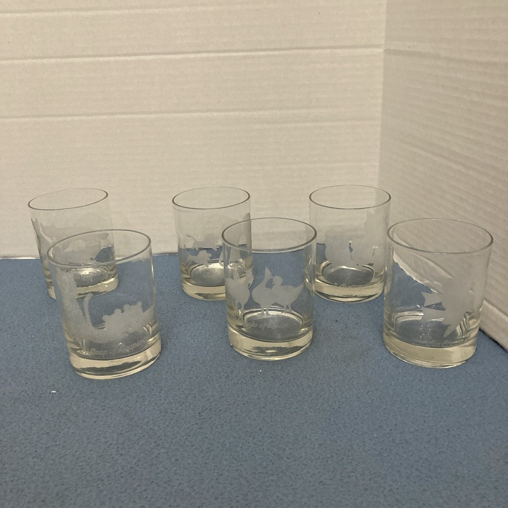 Neiman Marcus Etched Whimsical Animal Groups Lowball Glasses - Set of 6